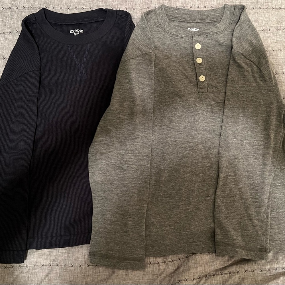 OshKosh B'gosh Kids Long Sleeve Shirt Set - Black and Gray - Bundle Set of 2!